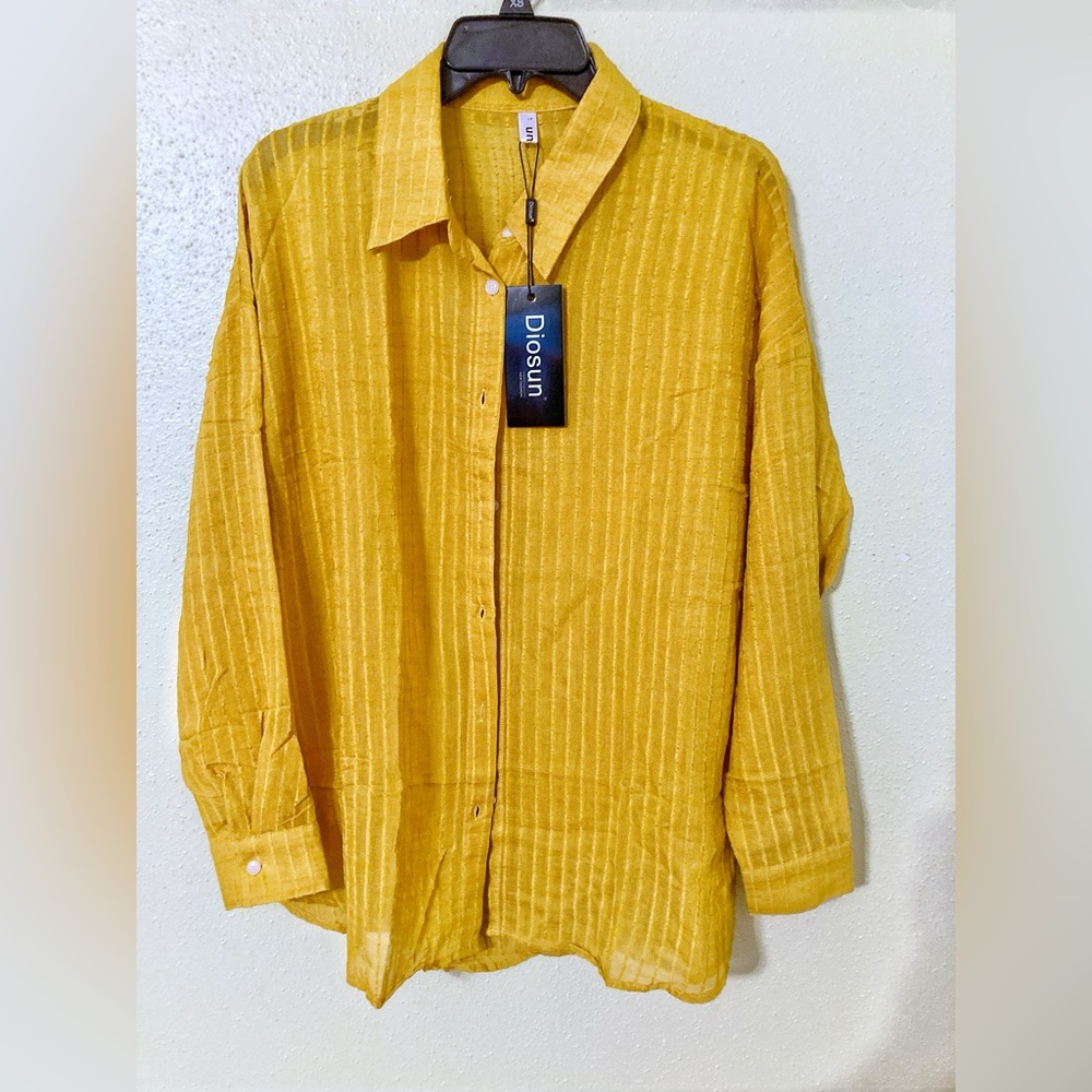 Diosun Mustard Yellow button down Shirt NWT